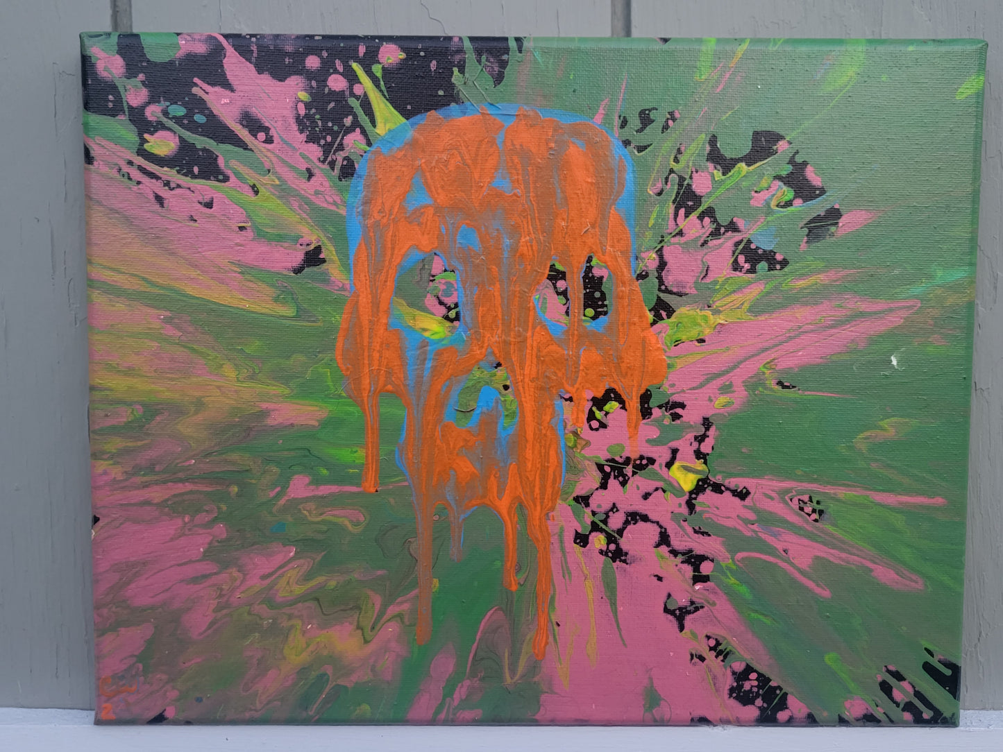 Drippy Skull Original Painting