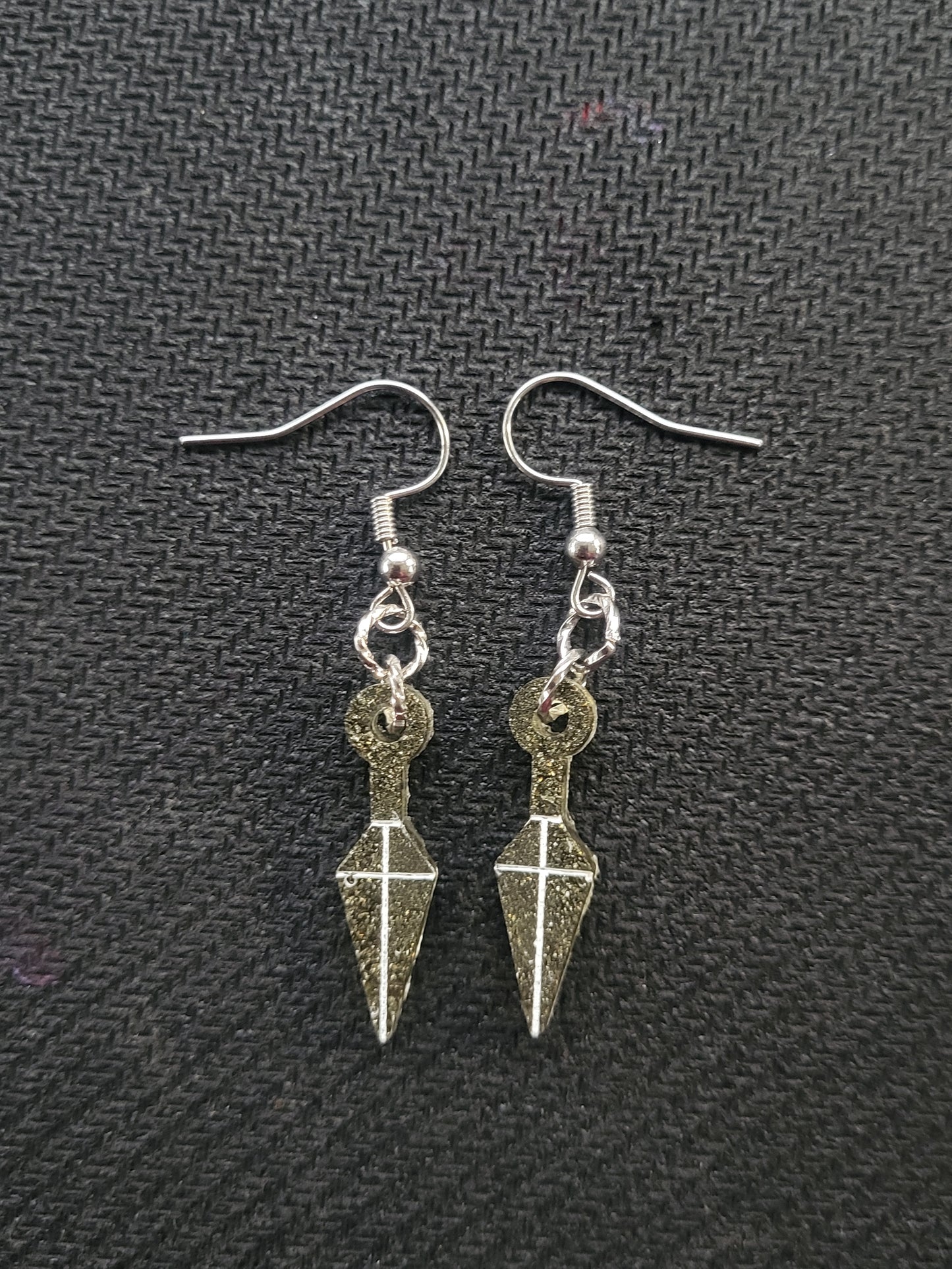Small Pyrite Kunai Earrings