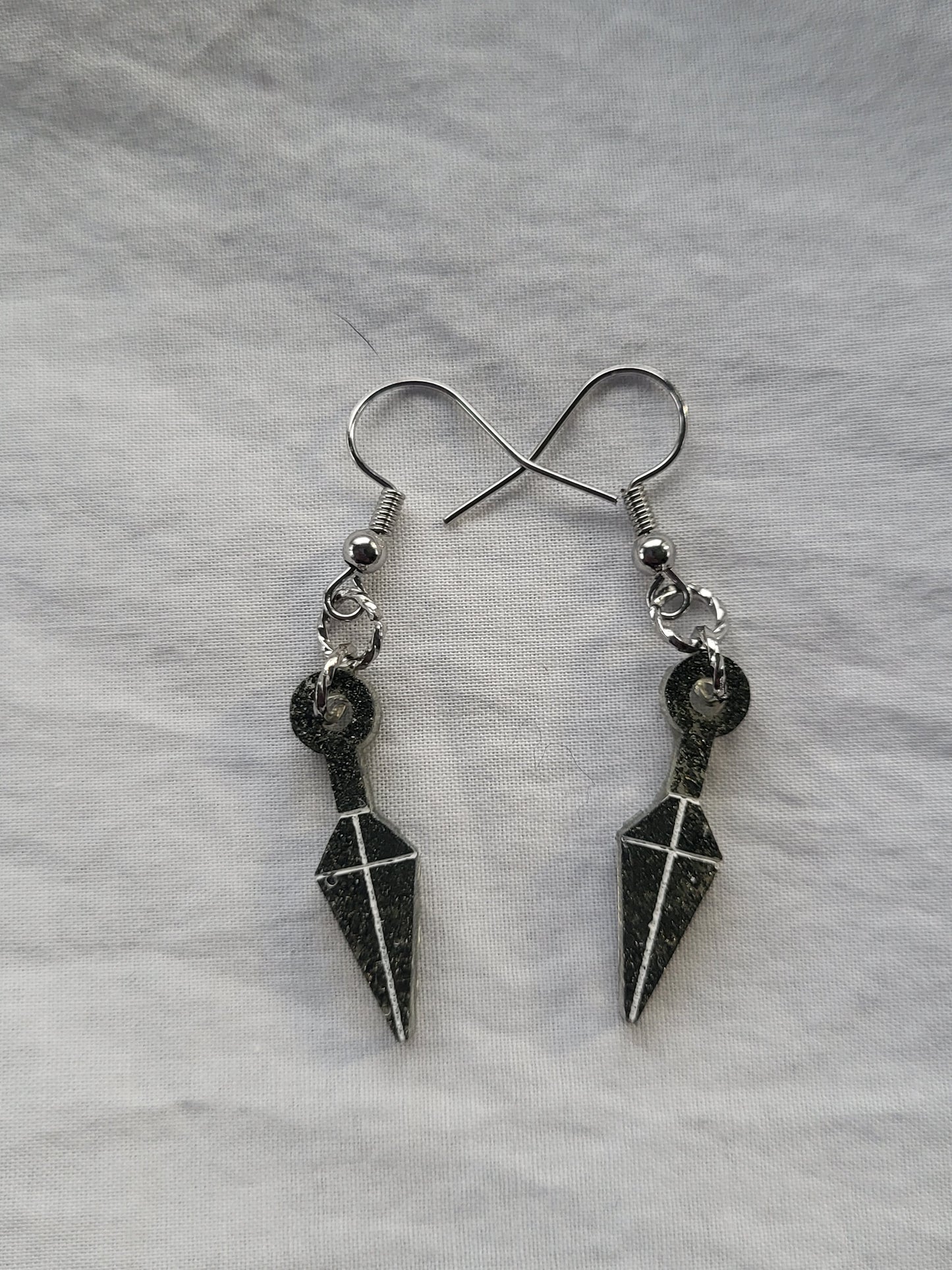 Small Pyrite Kunai Earrings