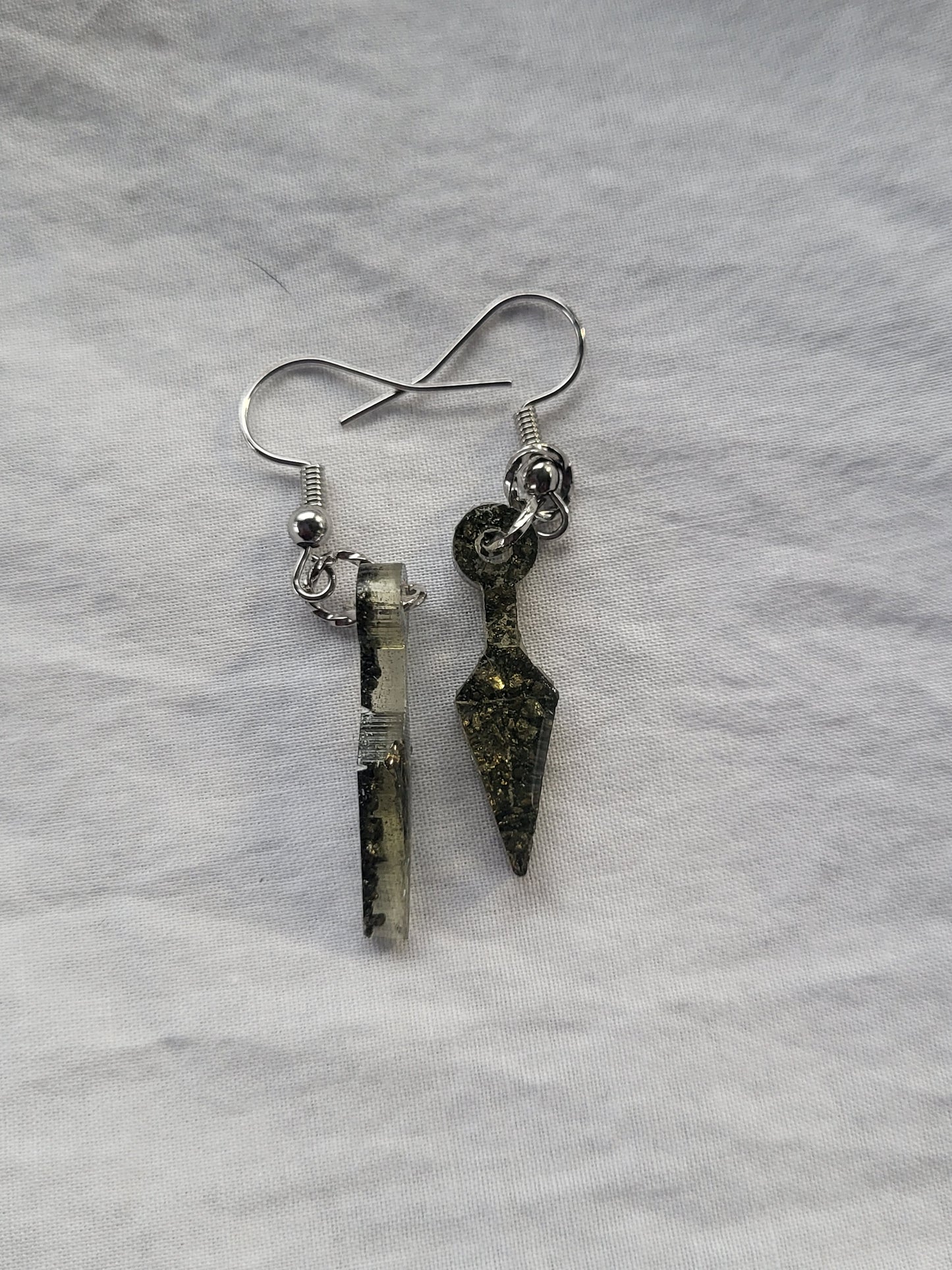 Small Pyrite Kunai Earrings