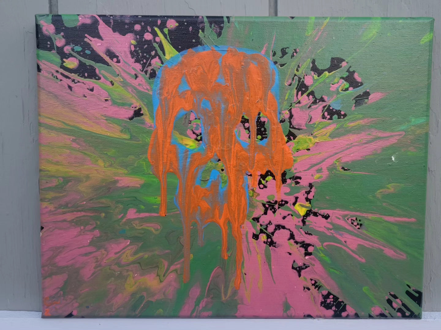 Drippy Skull Original Painting