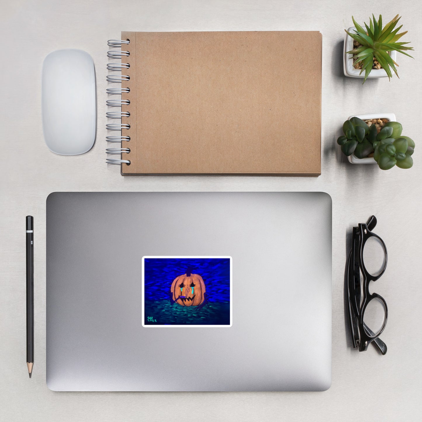 Smoking pumpkin stickers