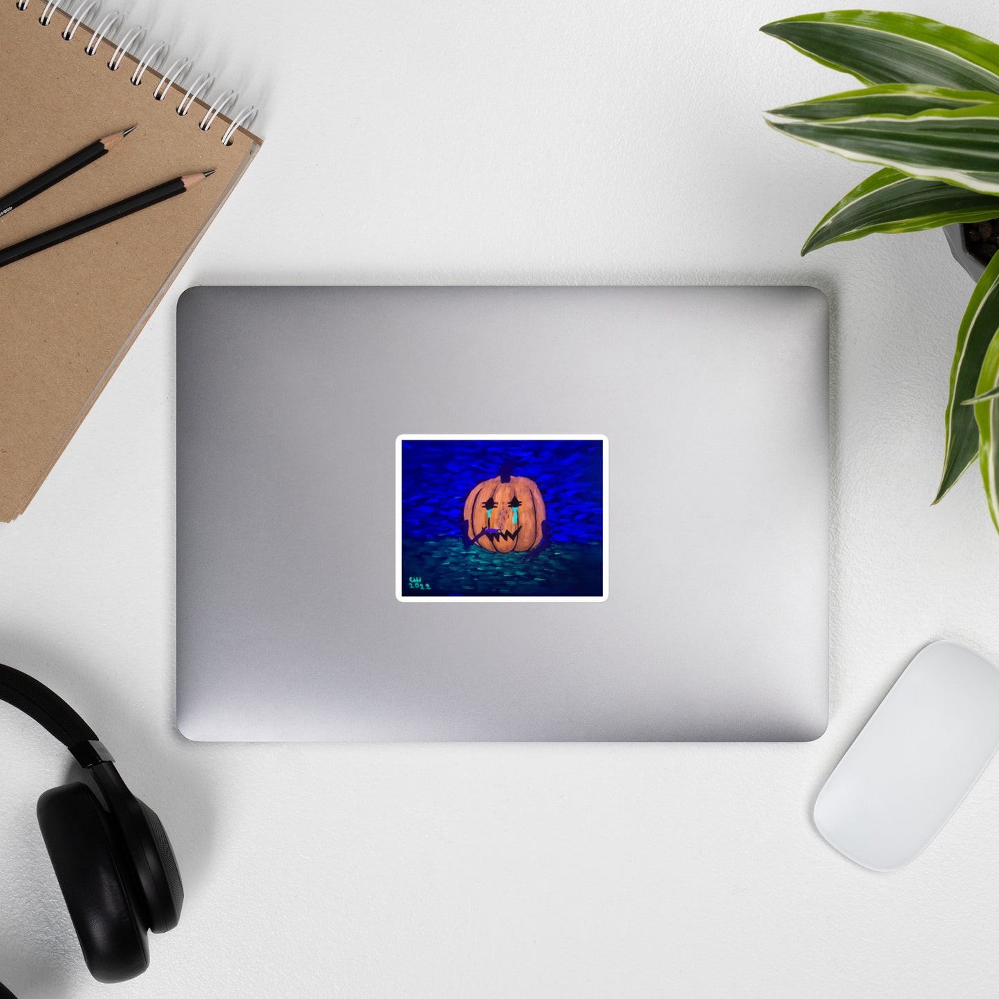 Smoking pumpkin stickers