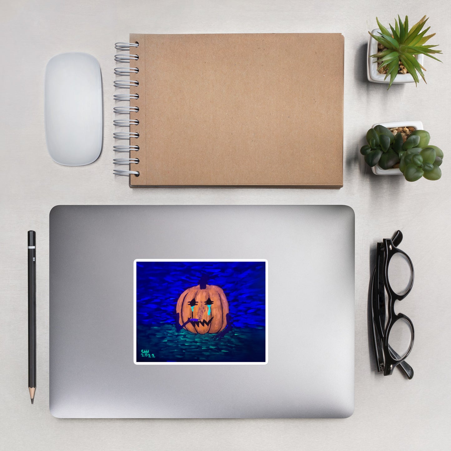 Smoking pumpkin stickers