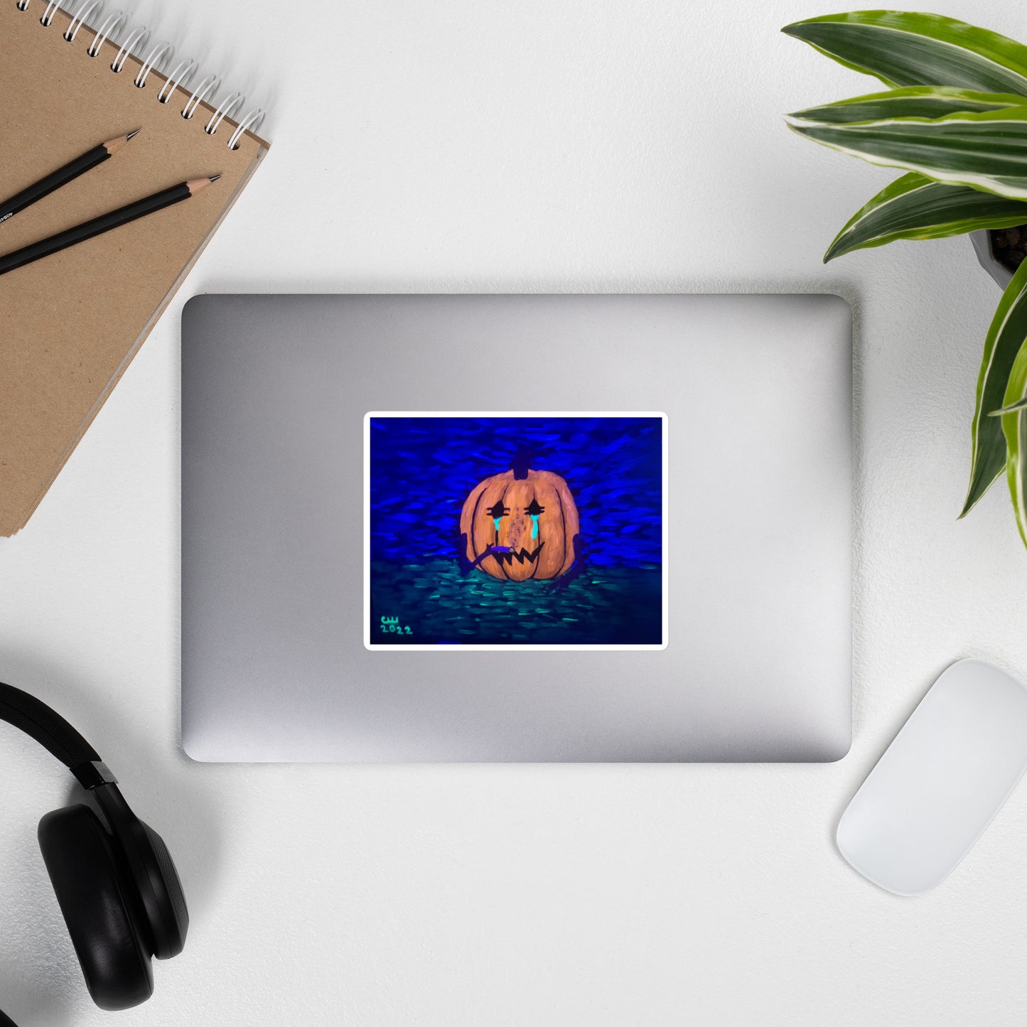Smoking pumpkin stickers
