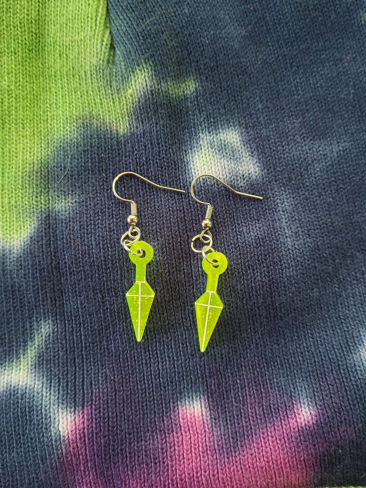 Small UV Yellow Kunai Earrings