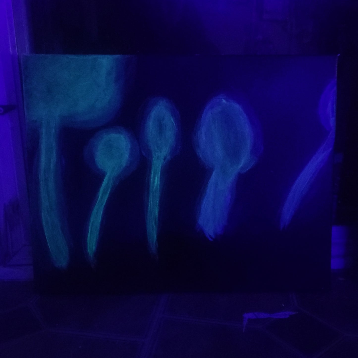 Glowing Mushrooms Original Painting