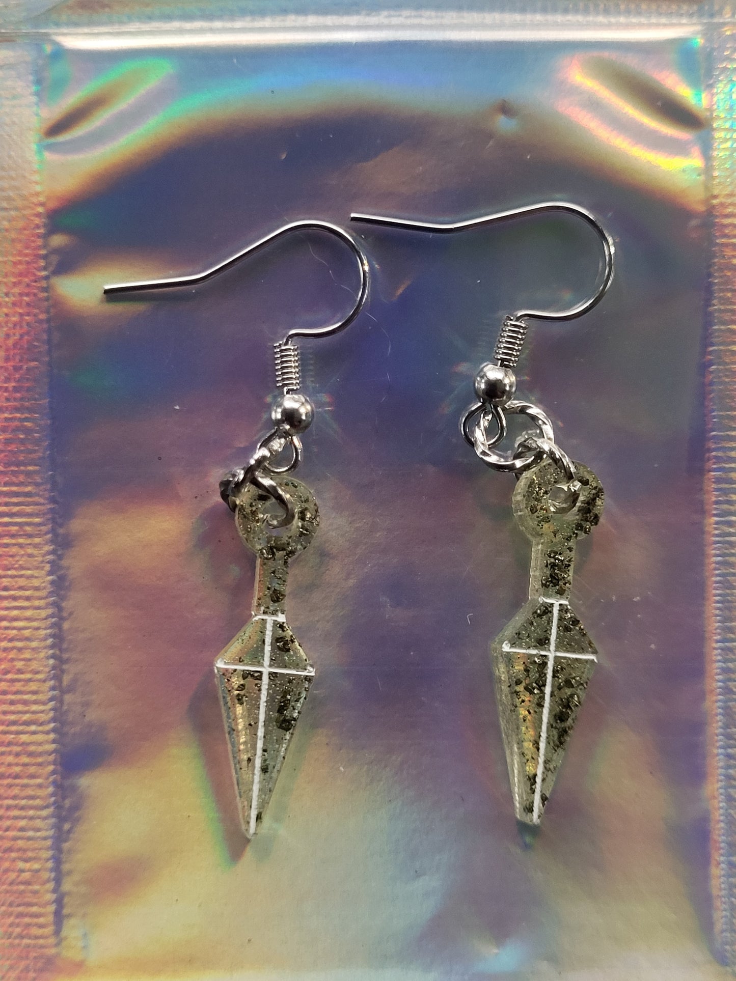 Small Pyrite Kunai Earrings