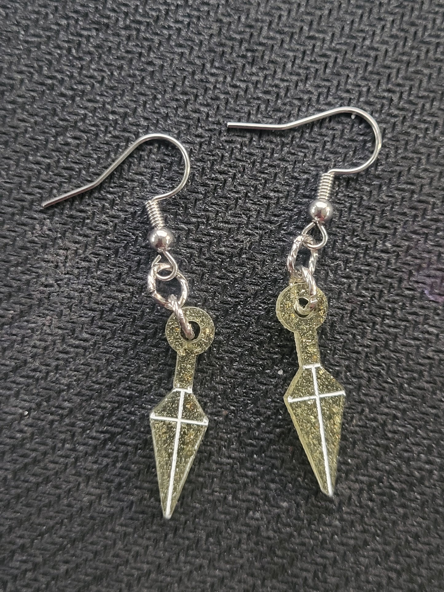 Small Pyrite Kunai Earrings