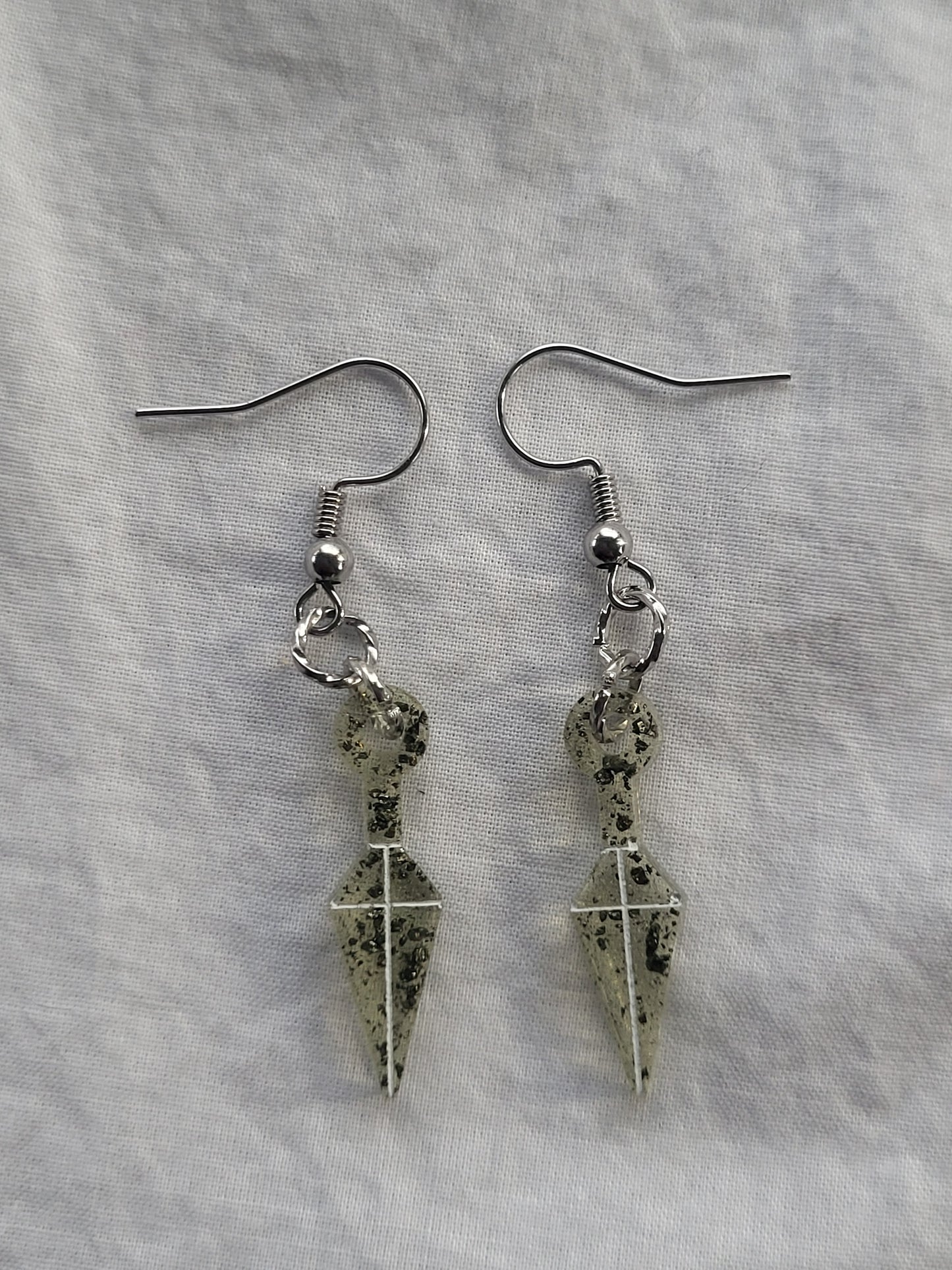 Small Pyrite Kunai Earrings