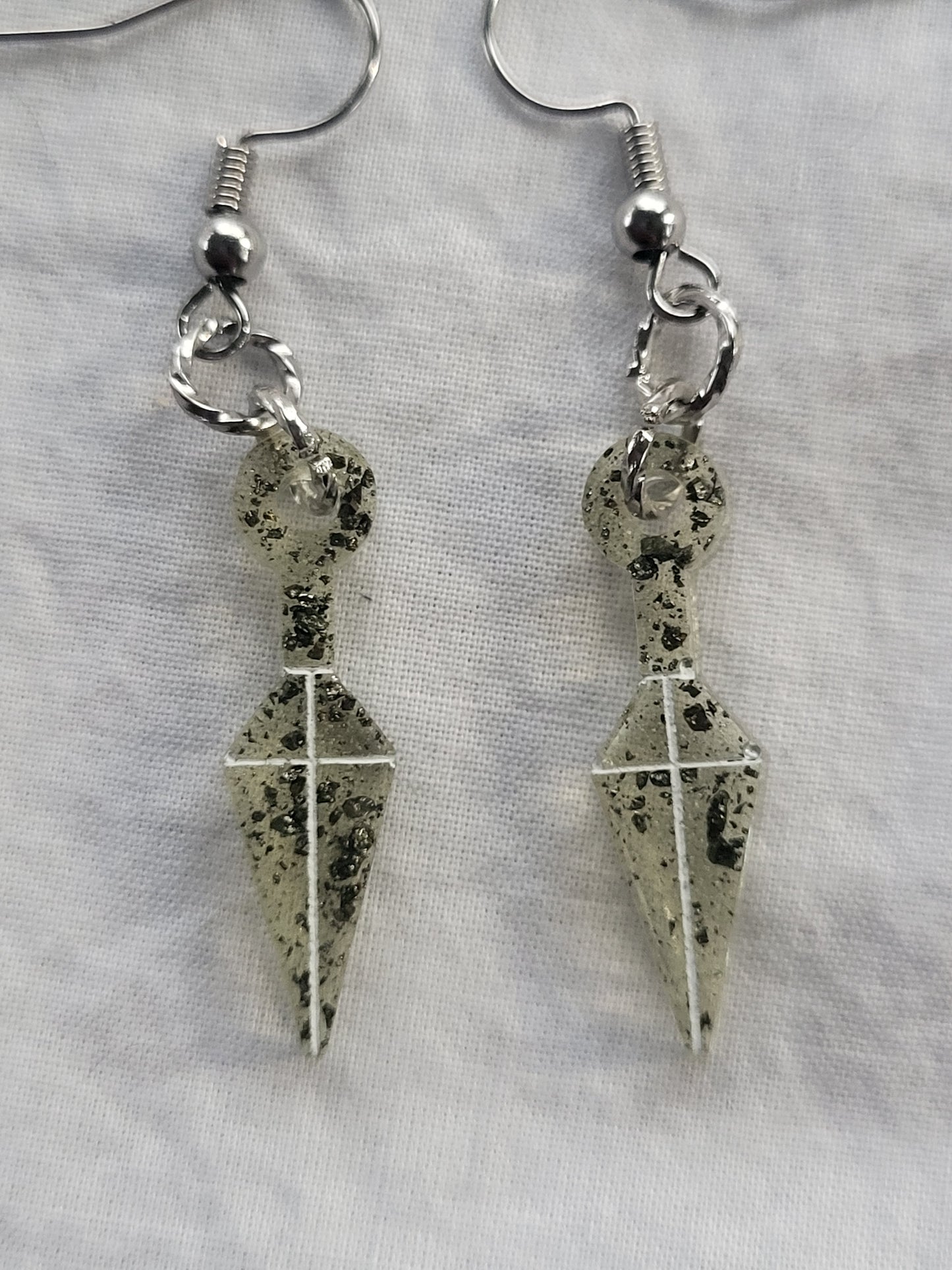 Small Pyrite Kunai Earrings