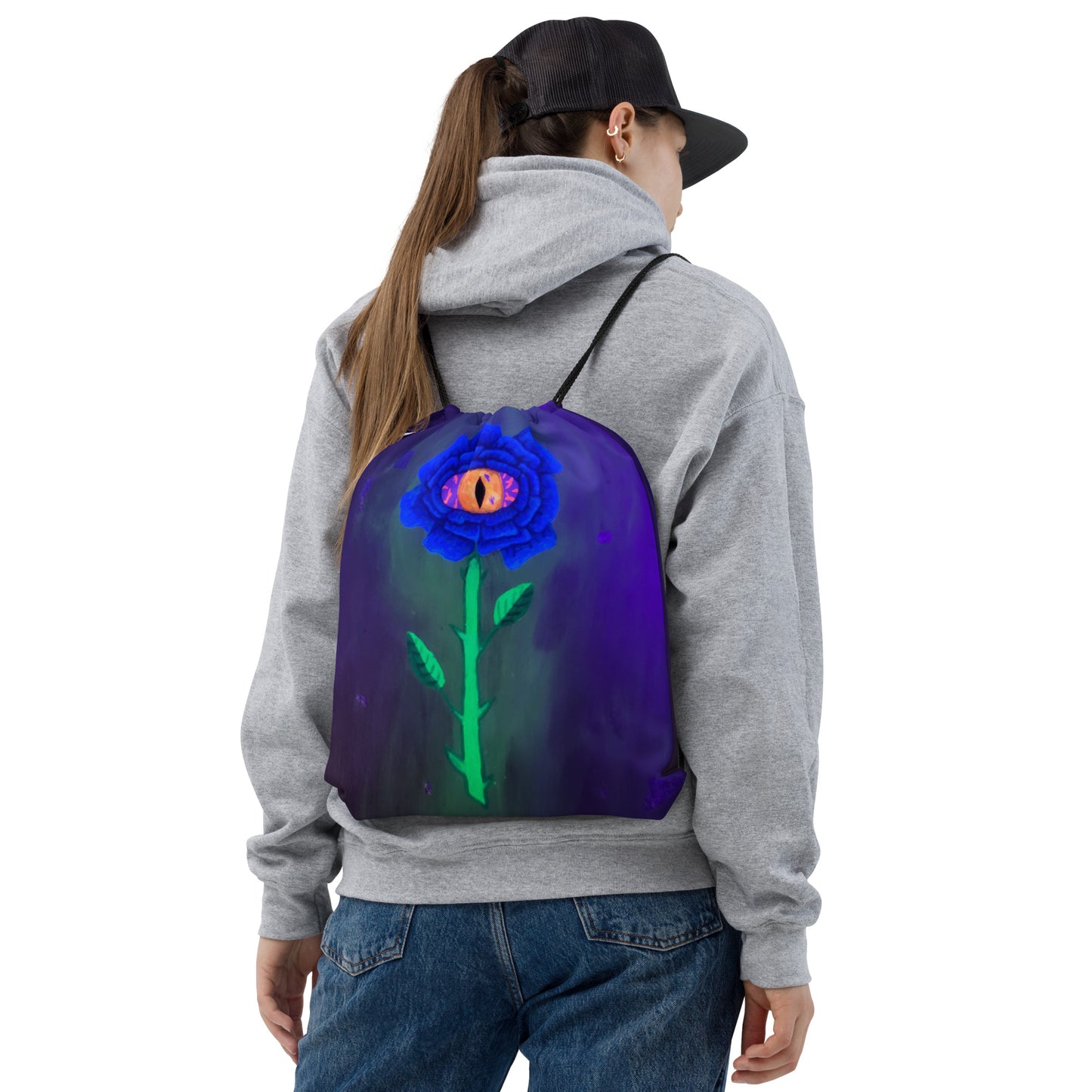 Glow All Seeing Rose Drawstring Bag