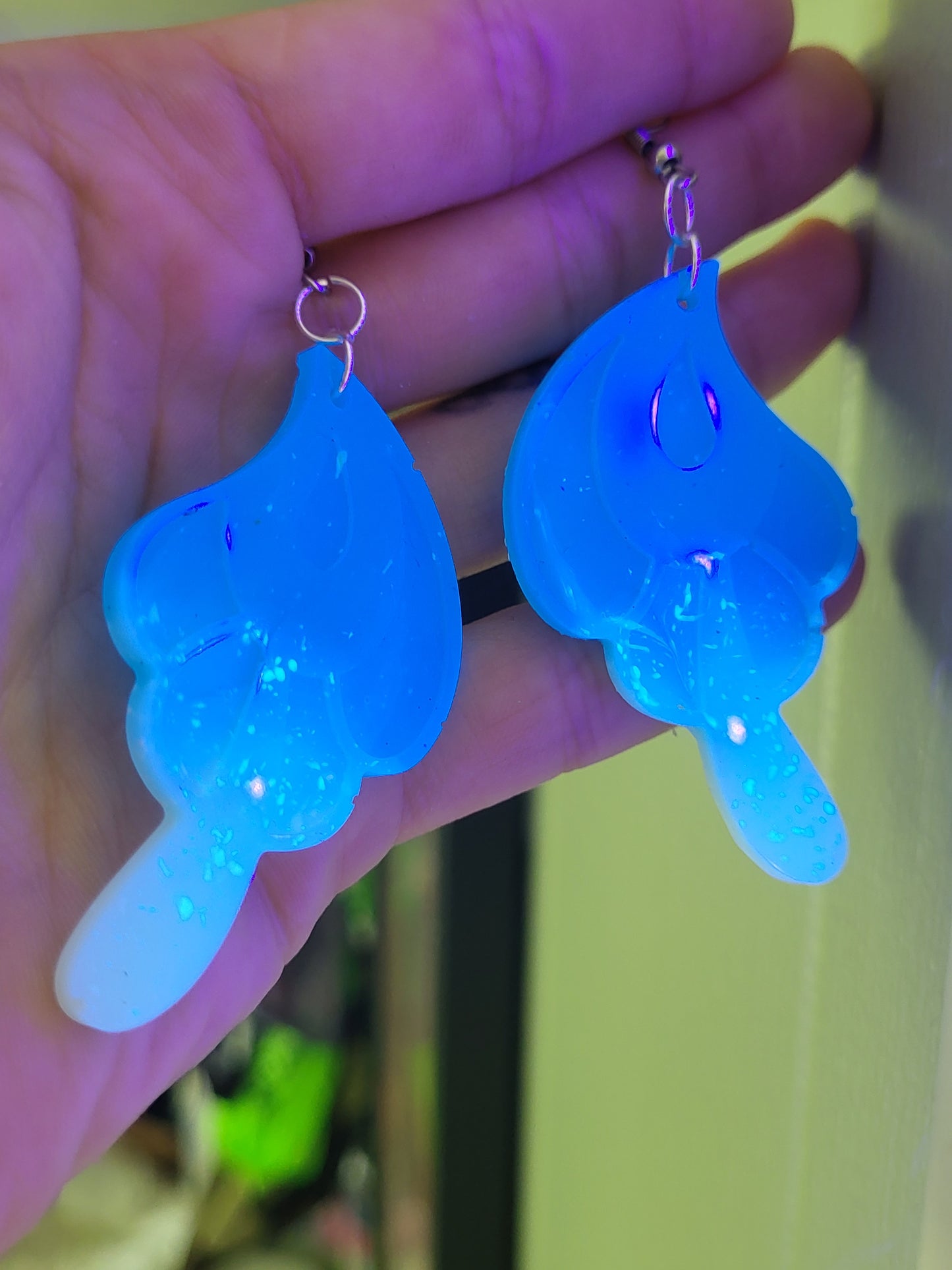 Blue and White UV Butterfly Earrings