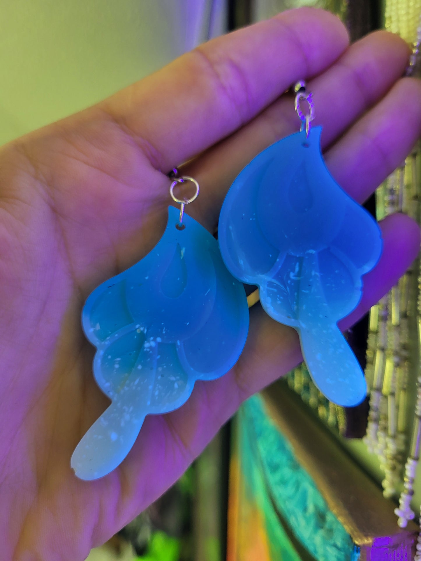 Blue and White UV Butterfly Earrings