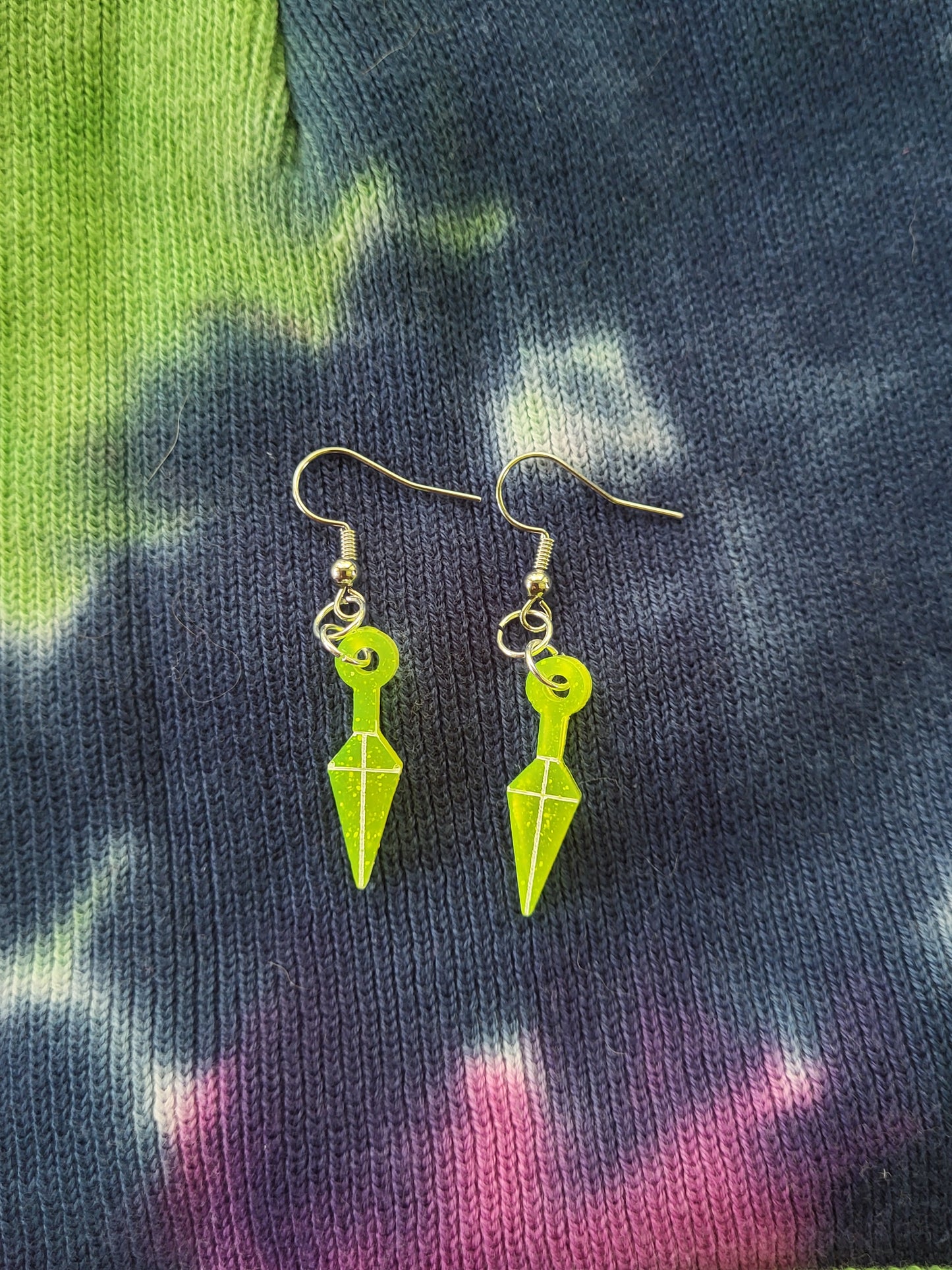 Small UV Yellow Kunai Earrings