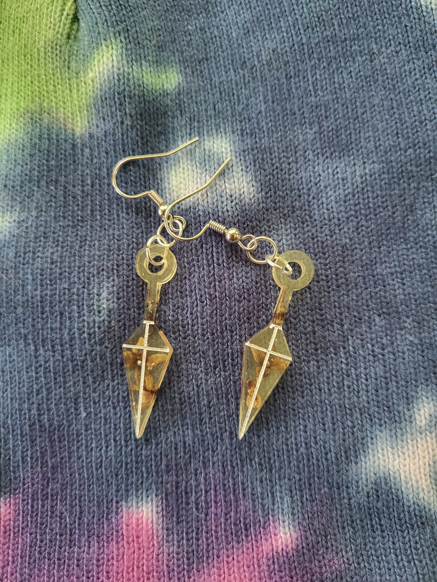 Large flower Kunai Earrings