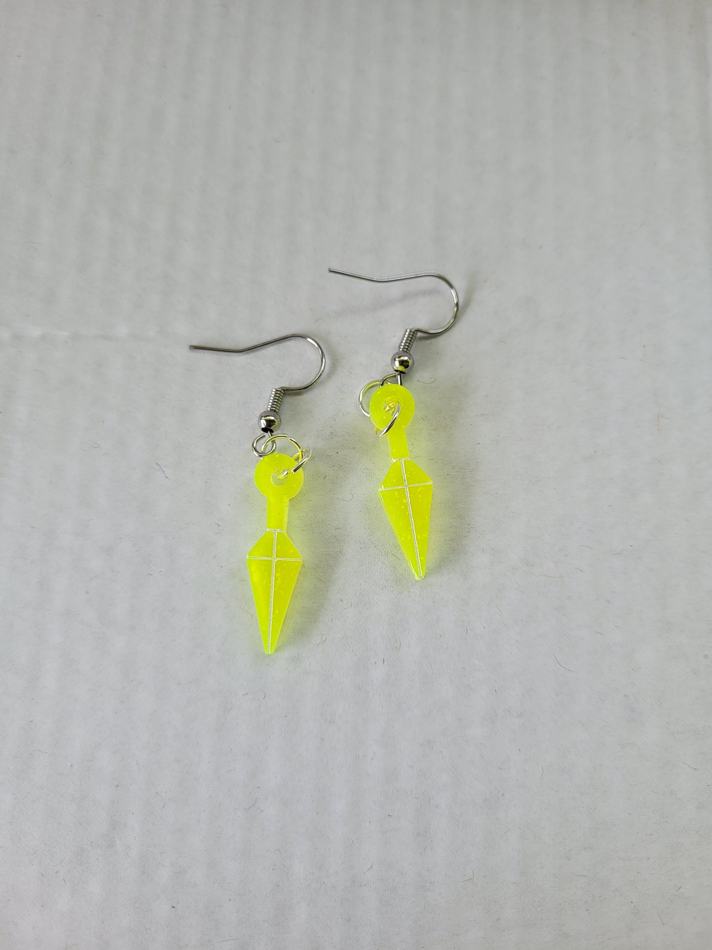 Small UV Yellow Kunai Earrings